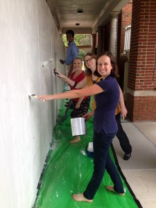 US teachers Freda Graan and Bri Stout with Student Council reps Sid Menon and Lawson Stump at the beginning of the project